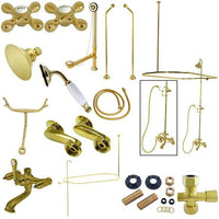 Thumbnail for Kingston Brass Vintage Clawfoot Tub Wall Mount with Metal Cross Handles, Polished Brass Clawfoot Tub Set Kingston Brass