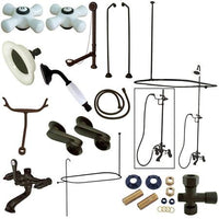 Thumbnail for Kingston Brass Vintage Clawfoot Tub Wall Mount with Porcelain Cross Handles, Oil Rubbed Bronze Clawfoot Tub Set Kingston Brass