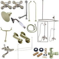 Thumbnail for Kingston Brass Vintage Clawfoot Tub Wall Mount Package with Metal Cross Handles, Satin Nickel Clawfoot Tub Set Kingston Brass