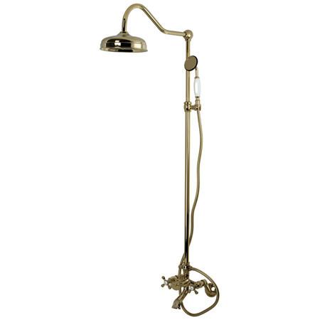 Kingston Brass Vintage Wall Mount Clawfoot Tub And Shower Package, Polished Brass Clawfoot Tub Shower Combination Kingston Brass