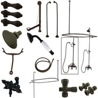 Thumbnail for Kingston Brass Vintage Wall Mount Down Spout Clawfoot Tub and Shower with Metal Lever Handles, Oil Rubbed Bronze Clawfoot Tub Set Kingston Brass