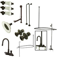 Thumbnail for Kingston Brass Vintage Wall Mount High Rise Clawfoot Tub and Shower Package with Porcelain Lever Handles, Oil Rubbed Bronze Clawfoot Tub Set Kingston Brass