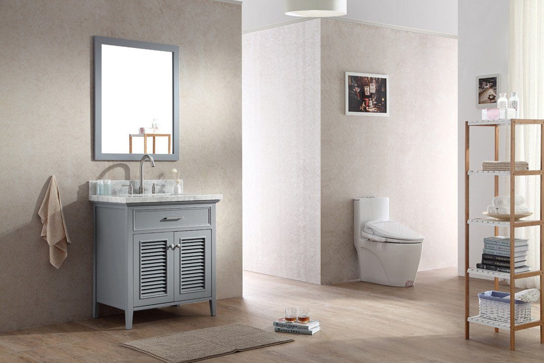 ARIEL Kensington 31" Single Sink Bathroom Vanity Set Solid Wood Cabinets - Gray Vanity ARIEL