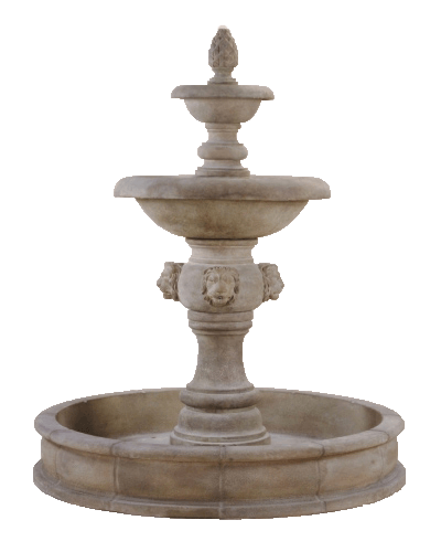 Quattro Lion Two Tier Pond Outdoor Cast Stone Fountain Fountain Tuscan