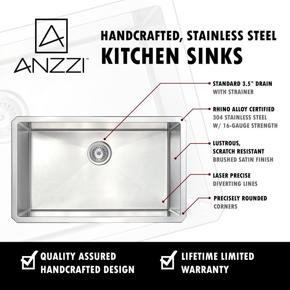 ANZZI VANGUARD Series KAZ3018-035B Kitchen Sink Kitchen Sink ANZZI
