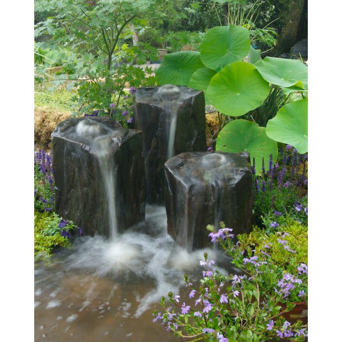 GFRC Bubbling Boulders LA3000T Fountain Kit - Triple Column Fountain Blue Thumb