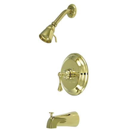 Kingston Brass Metropolitan Tub & Shower Faucet with Lever, Polished Brass Tub Shower Sets Kingston Brass