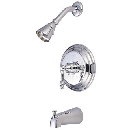 Kingston Brass Restoration Tub and Shower Faucet with Lever Handles, Chrome Tub Shower Sets Kingston Brass