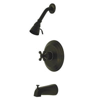 Thumbnail for Kingston Brass Restoration Tub and Shower Faucet with Cross Handles, Oil Rubbed Bronze Tub Shower Sets Kingston Brass