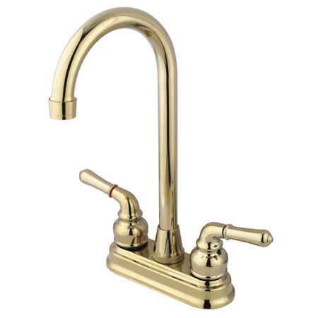 Kingston Brass Magellan Bar Faucet with Lever Handles, Polished Brass Kitchen Faucet Kingston Brass