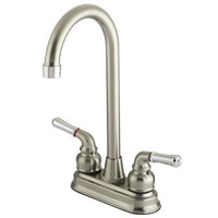 Thumbnail for Kingston Brass Magellan Bar Faucet with Lever Handles, Satin Nickel with Chrome Trim Kitchen Faucet Kingston Brass