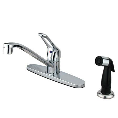 Kingston Brass Wyndham Centersetwith Single Loop Handle and Side Sprayer, Chrome Kitchen Faucet Kingston Brass