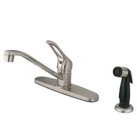 Thumbnail for Kingston Brass Wyndham Centerset with Single Loop Handle and Side Sprayer, Satin Nickel Kitchen Faucet Kingston Brass
