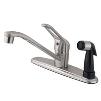 Thumbnail for Kingston Brass Wyndham Centerset with Single Loop Handle and Deck Sprayer, Satin Nickel Kitchen Faucet Kingston Brass