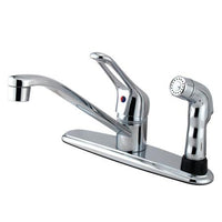 Thumbnail for Kingston Brass Wyndham Centerset Faucet with Single Loop Handle and Deck Sprayer, Chrome Kitchen Faucet Kingston Brass