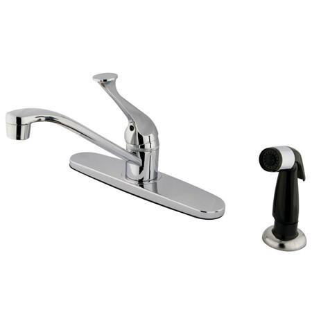 Kingston Brass GKB572 Water Saving Chatham Centerset Kitchen Faucet with Single Lever Handle and Black Side Sprayer, Chrome Kitchen Faucet Kingston Brass