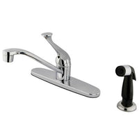 Thumbnail for Kingston Brass GKB572 Water Saving Chatham Centerset Kitchen Faucet with Single Lever Handle and Black Side Sprayer, Chrome Kitchen Faucet Kingston Brass