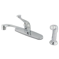 Thumbnail for Kingston Brass Chatham Centerset with Single Lever Handle and Matching Side Sprayer, Chrome Kitchen Faucet Kingston Brass