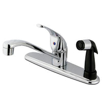 Thumbnail for Kingston Brass Chatham Centerset with Single Lever Handle and Black Deck Sprayer, Chrome Kitchen Faucet Kingston Brass