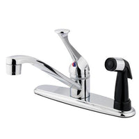 Thumbnail for Kingston Brass Chatham Centerset with Single Lever Handle and Black Deck Sprayer, Chrome Kitchen Faucet Kingston Brass