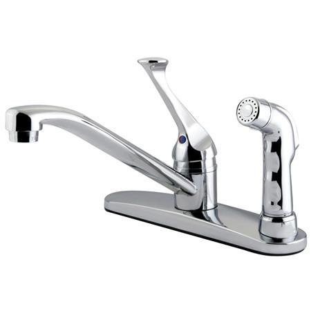 Kingston Brass Chatham Centerset with Single Lever Handle and Matching Deck Sprayer, Chrome Kitchen Faucet Kingston Brass