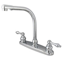 Thumbnail for Kingston Brass GKB711ALLS Water Saving Victorian High Arch Kitchen Faucet with Lever Handles, Chrome Kitchen Faucet Kingston Brass