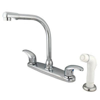 Thumbnail for Kingston Brass GKB711LL Water Saving Legacy Centerset High Arch Spout Kitchen Faucet with White Sprayer, Chrome Kitchen Faucet Kingston Brass