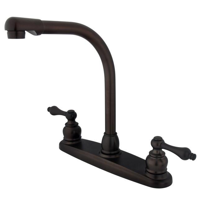Kingston Brass GKB715ALLS Water Saving Victorian High Arch Kitchen Faucet with Lever Handles, Oil Rubbed Bronze Kitchen Faucet Kingston Brass