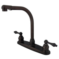Thumbnail for Kingston Brass GKB715ALLS Water Saving Victorian High Arch Kitchen Faucet with Lever Handles, Oil Rubbed Bronze Kitchen Faucet Kingston Brass