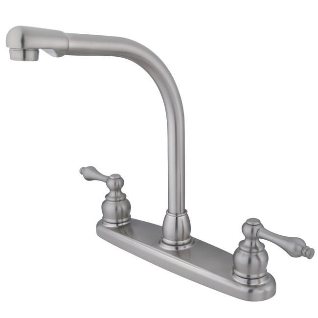 Kingston Brass Victorian High Arch Kitchen Faucet with Lever Handles, Satin Nickel Kitchen Faucet Kingston Brass
