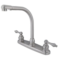 Thumbnail for Kingston Brass Victorian High Arch Kitchen Faucet with Lever Handles, Satin Nickel Kitchen Faucet Kingston Brass