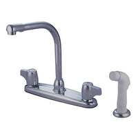 Thumbnail for Kingston Brass GKB742 Water Saving Magellan Centerset Kitchen Faucet with Canopy Handles and Side Sprayer, Chrome Kitchen Faucet Kingston Brass
