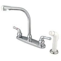 Thumbnail for Kingston Brass Magellan Centerset Kitchen Faucet with White Side Sprayer, Chrome Kitchen Faucet Kingston Brass