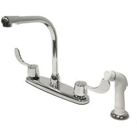 Thumbnail for Kingston Brass GKB762 Water Saving Vista Centerset Kitchen Faucet with Blade Handles and Side Sprayer, Chrome Kitchen Faucet Kingston Brass