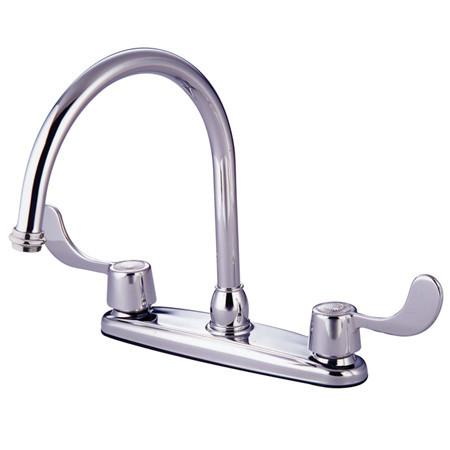 Kingston Brass Vista Centerset Kitchen Faucet with Blade Handles, Chrome Kitchen Faucet Kingston Brass
