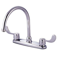 Thumbnail for Kingston Brass Vista Centerset Kitchen Faucet with Blade Handles, Chrome Kitchen Faucet Kingston Brass