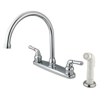 Thumbnail for Kingston Brass Magellan Centerset Kitchen Faucet with White Sprayer, Chrome Kitchen Faucet Kingston Brass