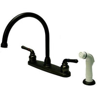 Thumbnail for Kingston Brass Magellan Centerset Kitchen Faucet with White Sprayer, Oil Rubbed Bronze Kitchen Faucet Kingston Brass