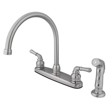 Kingston Brass Magellan Centerset Kitchen Faucet with Matching Sprayer, Satin Nickel Kitchen Faucet Kingston Brass