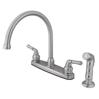 Thumbnail for Kingston Brass Magellan Centerset Kitchen Faucet with Matching Sprayer, Satin Nickel Kitchen Faucet Kingston Brass