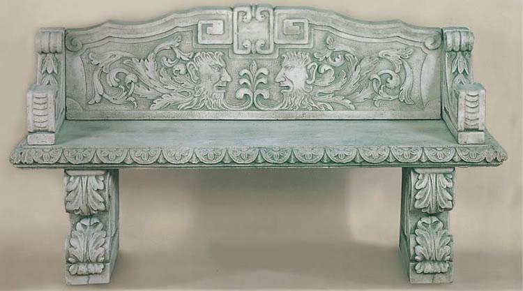 Green Man Outdoor Cast Stone Garden Bench Benches Tuscan