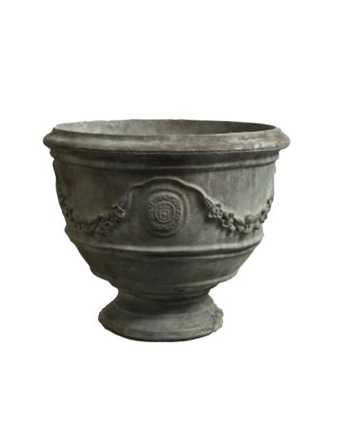 Anduze Coupe' Outdoor Cast Stone Planter 14" Planter Tuscan