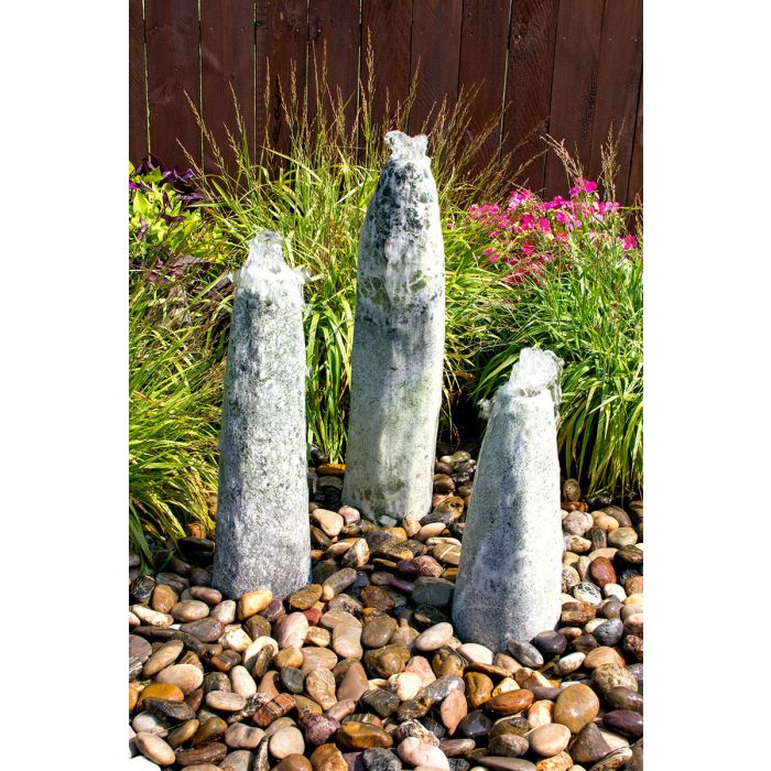 Real Stone Fountains ABART5200 Green Marble Triple Pillar Fountain Fountain Blue Thumb
