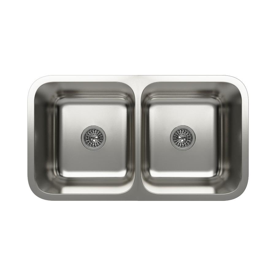 Cantrio Double Bowl 32 1/4" Stainless Steel Undermount Kitchen Sink Kitchen Steel Series Cantrio 