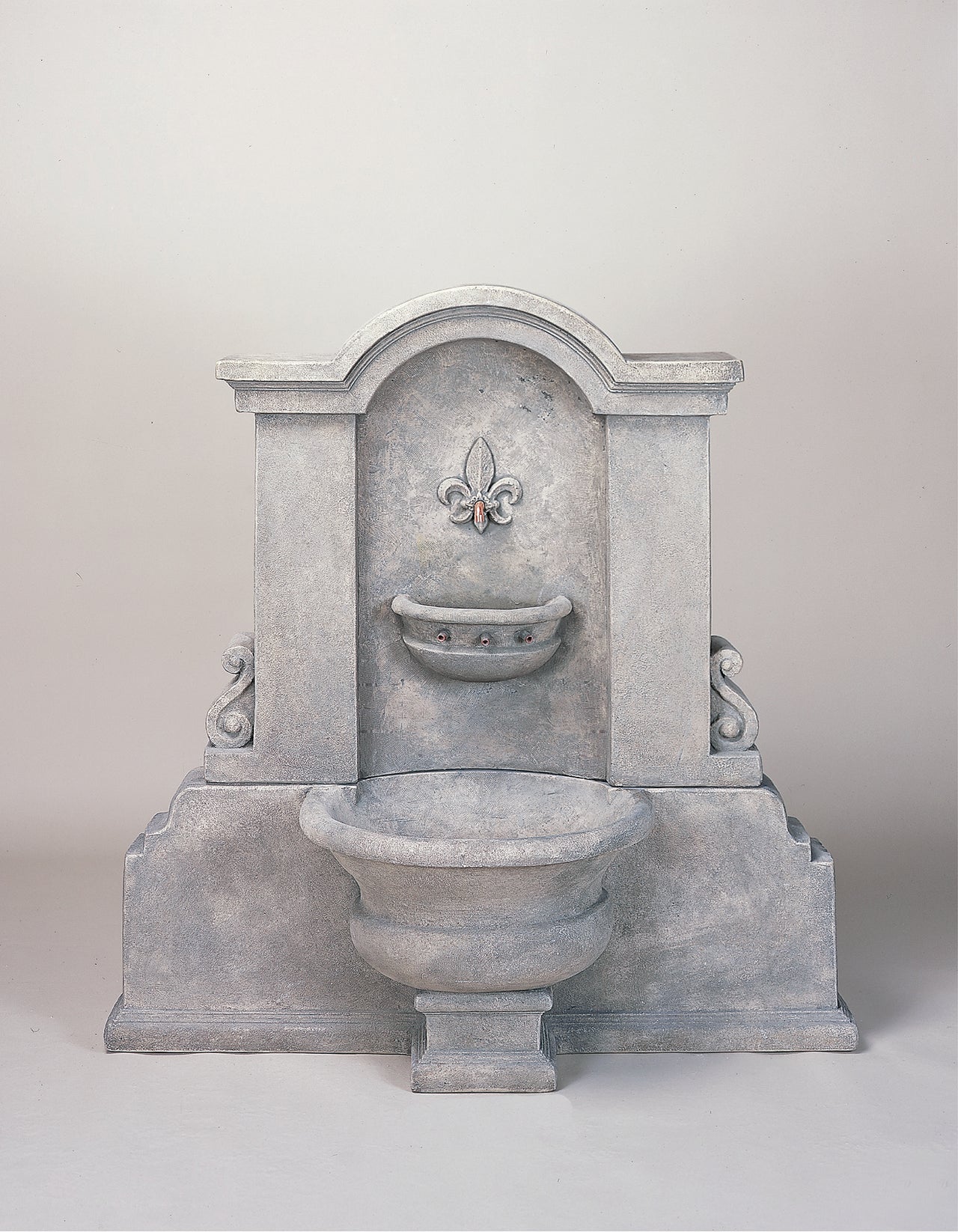 Flaminia Wall Cast Stone Outdoor Garden Fountain with Spout – 47"H x 45"W – Elegant Wall-Mounted Water Feature