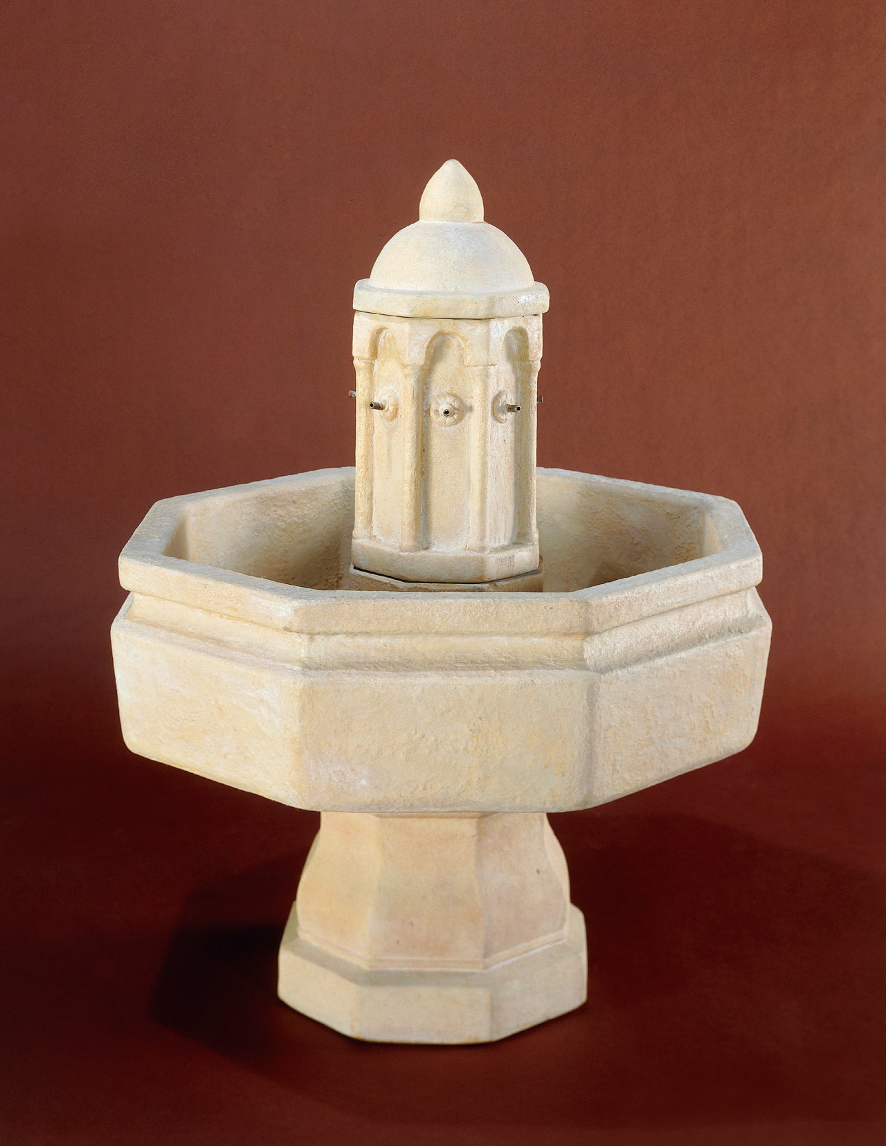 Villa Basilica Cast Stone Outdoor Garden Fountain with Spout – 45"H x 33"W – Elegant Tiered Garden Accent