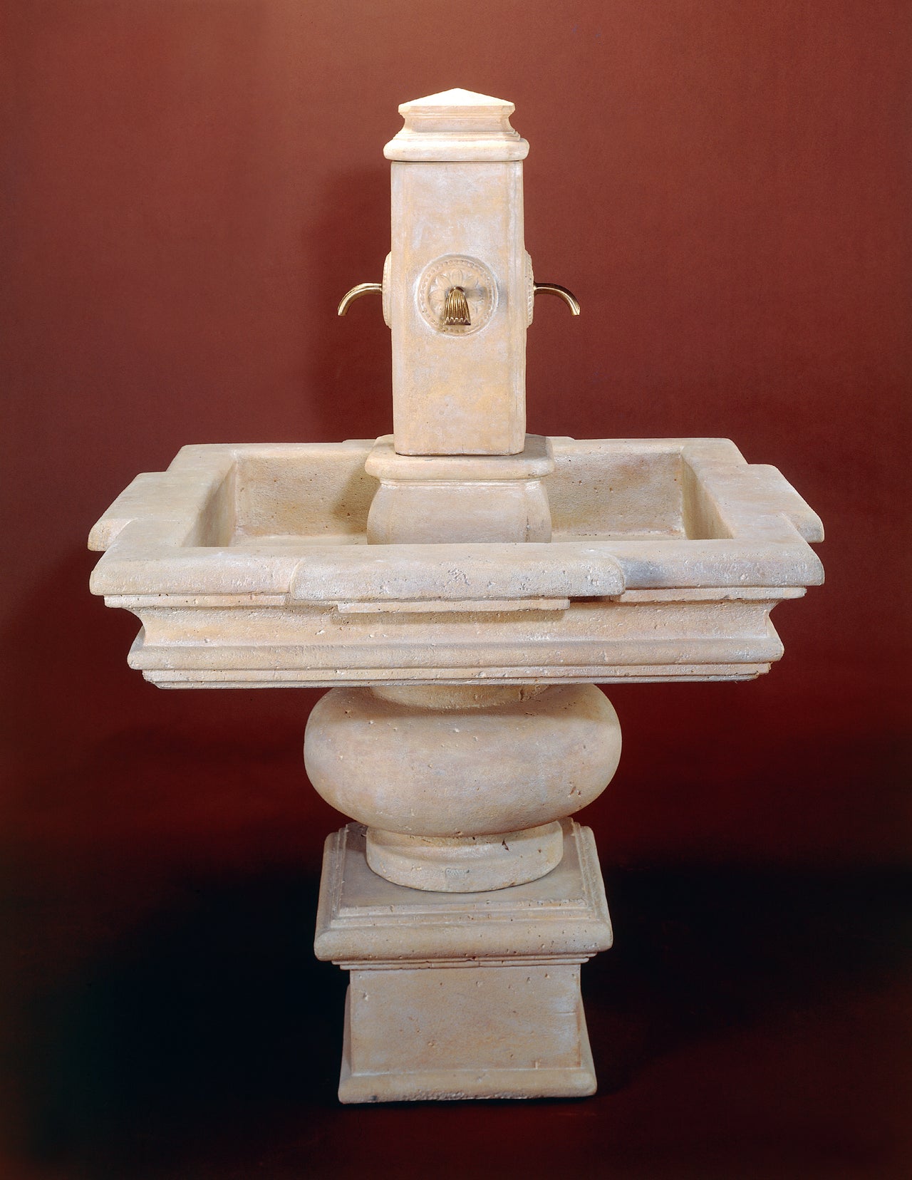 Versilia Cast Stone Outdoor Garden Water Fountain for Spout – 68"H x 48"W – Modern Architectural Design