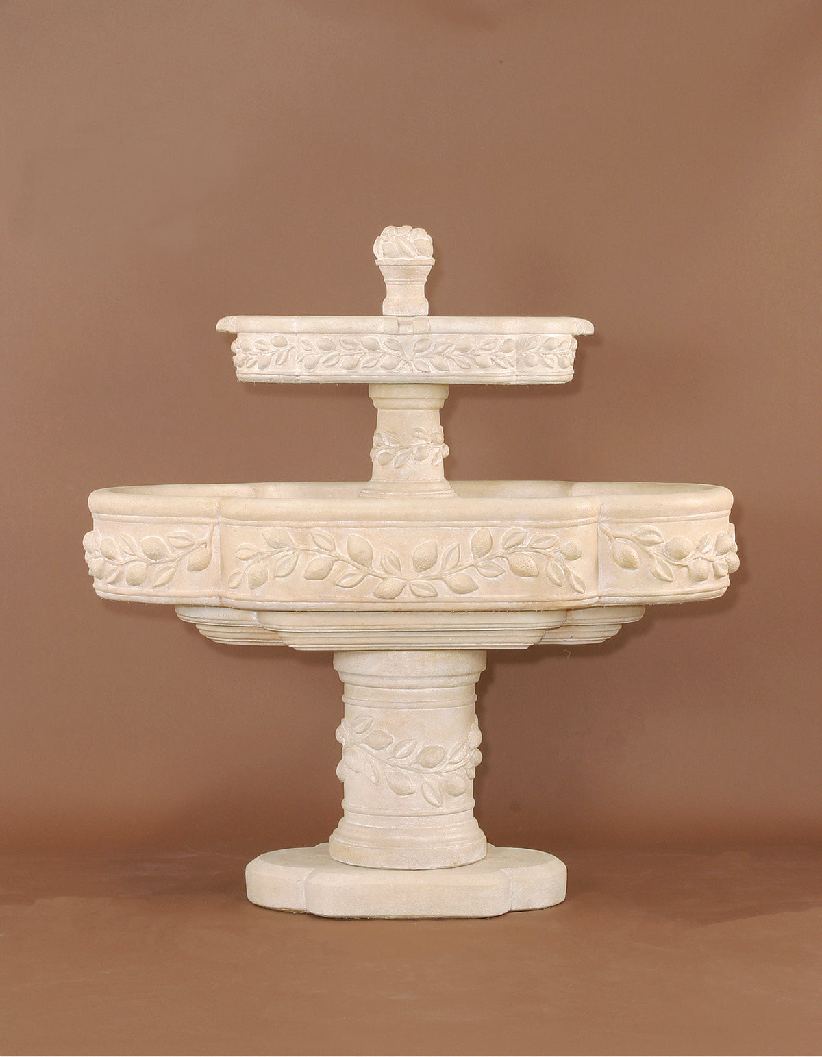 Limoni Romani Two Tier Cast Stone Outdoor Water Fountain – Spanish Clay Finish