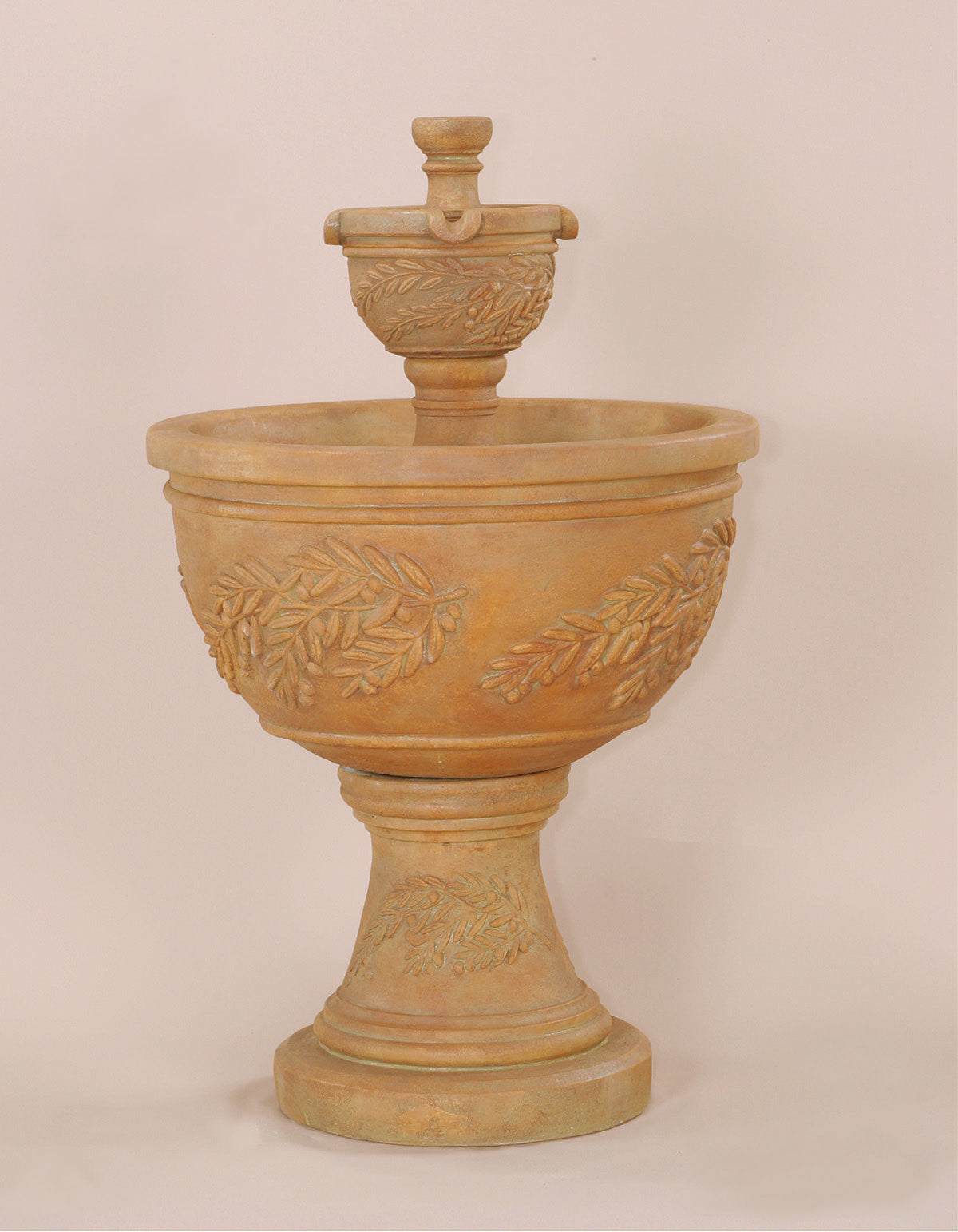 Oliva Two Tier Cast Stone Outdoor Water Fountain – Cotto Finish