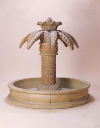 Thumbnail for Palm Springs Cast Stone Outdoor Garden Fountain – Tropical Elegance with Soothing Waterfall Sounds